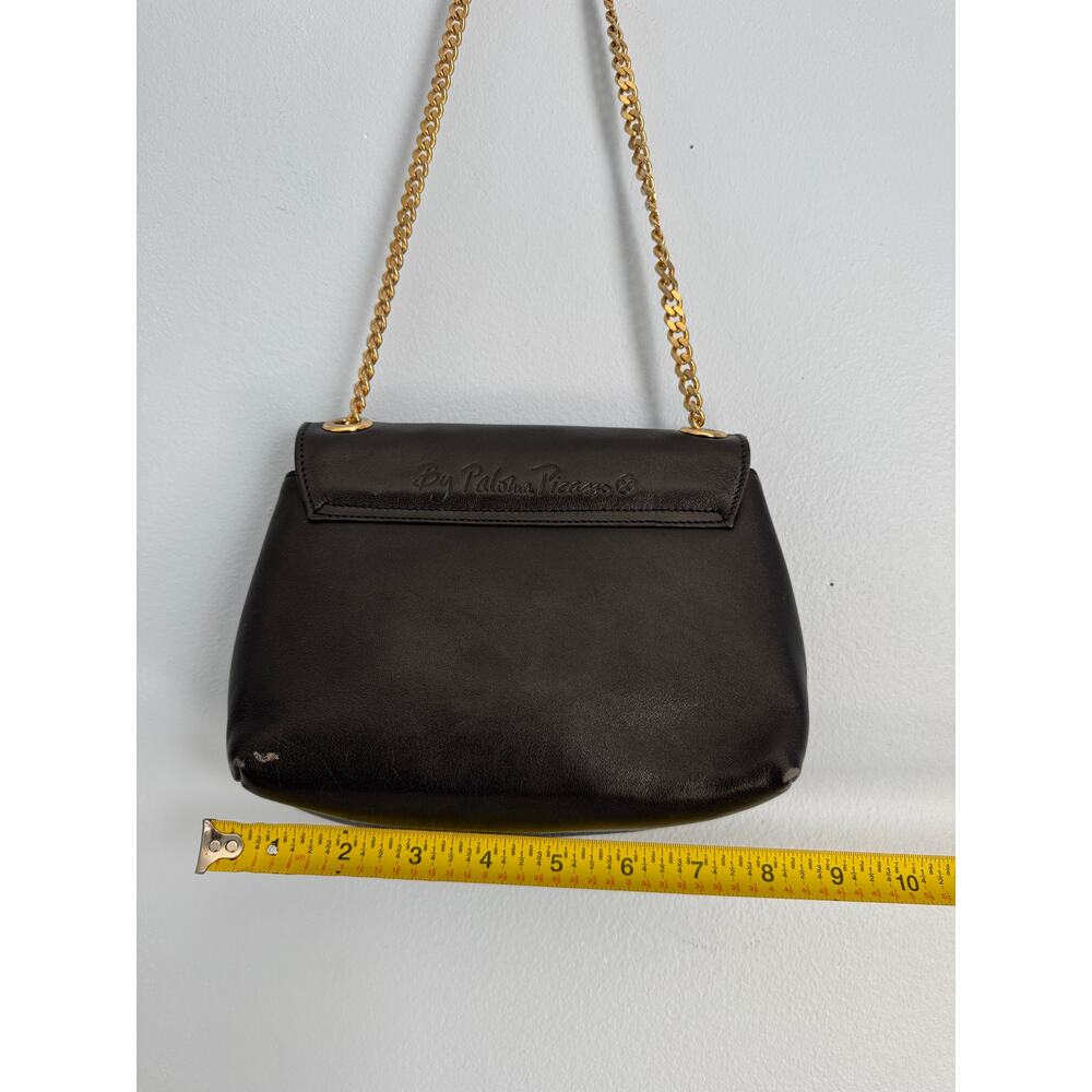 Vintage Palomo Picasso Vintage Black Leather Flap Chain Crossbody Shoulder Bag - Picture 9 of 10